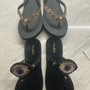 2 for the price of 1!!!! Aldo Black and Gold Embellished Sandals
